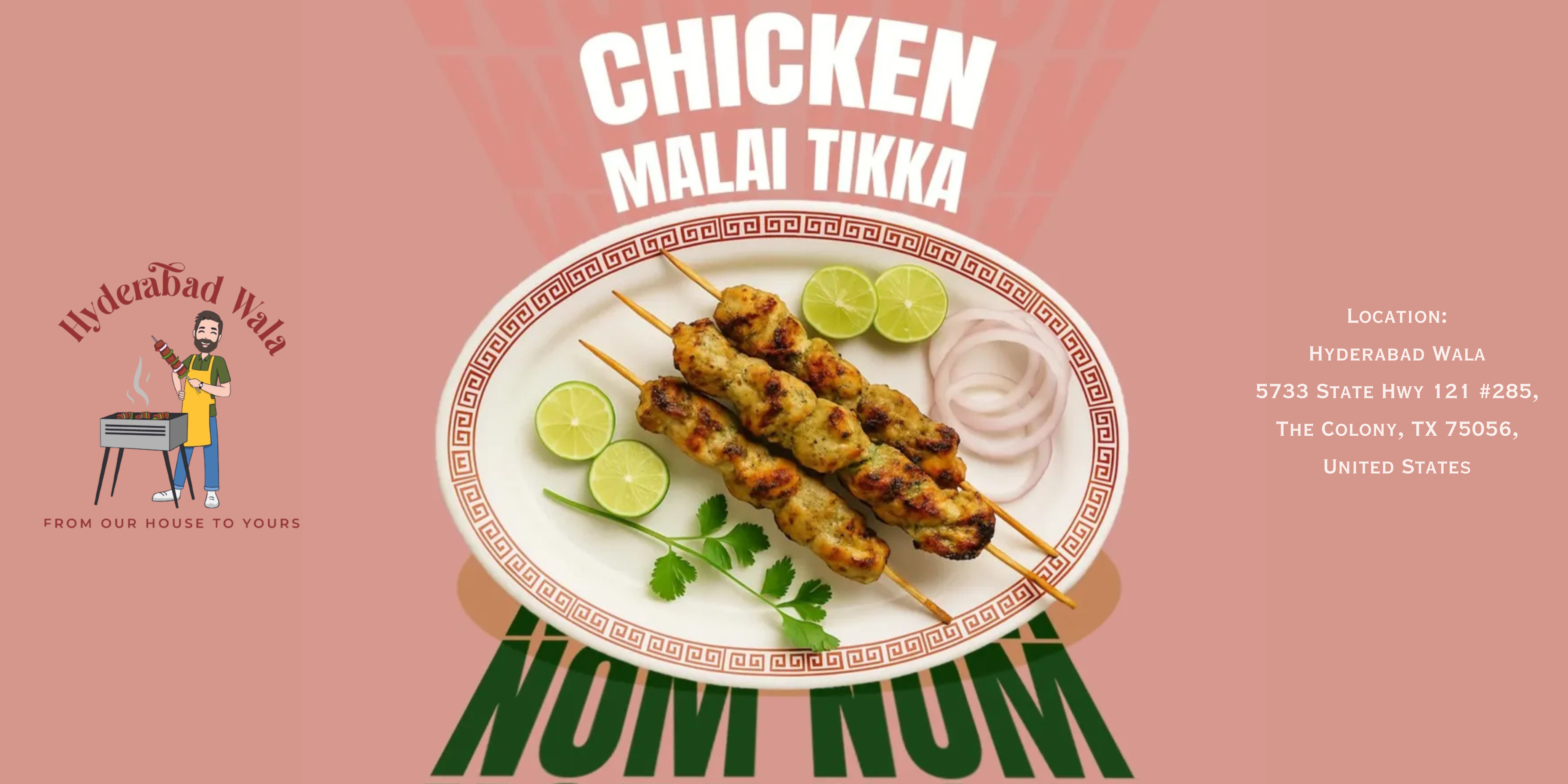 Special Hyderabadi Chicken Malai Tikka served with mint chutney and lemon – Best Indian food in The Colony Texas